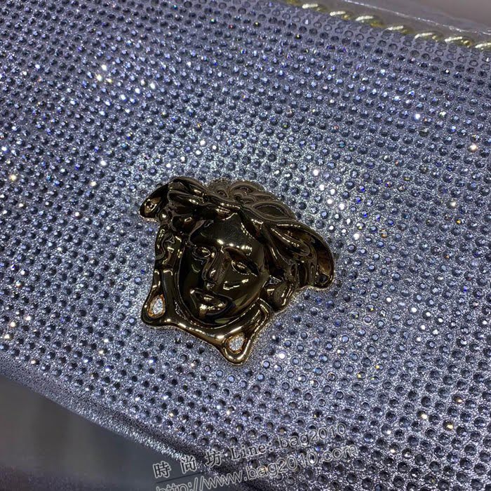 VERSACE女包 美杜莎頭像 磨砂皮燙鑽 範思哲女款鏈條挎包 320666  bfd1024